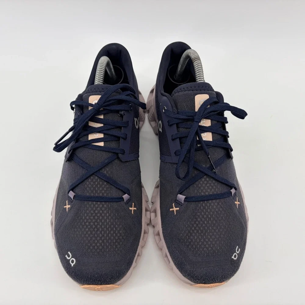 On Running Cloud X Women's Size 10 Navy Lilac Synthetic Mesh CloudTec Sneakers